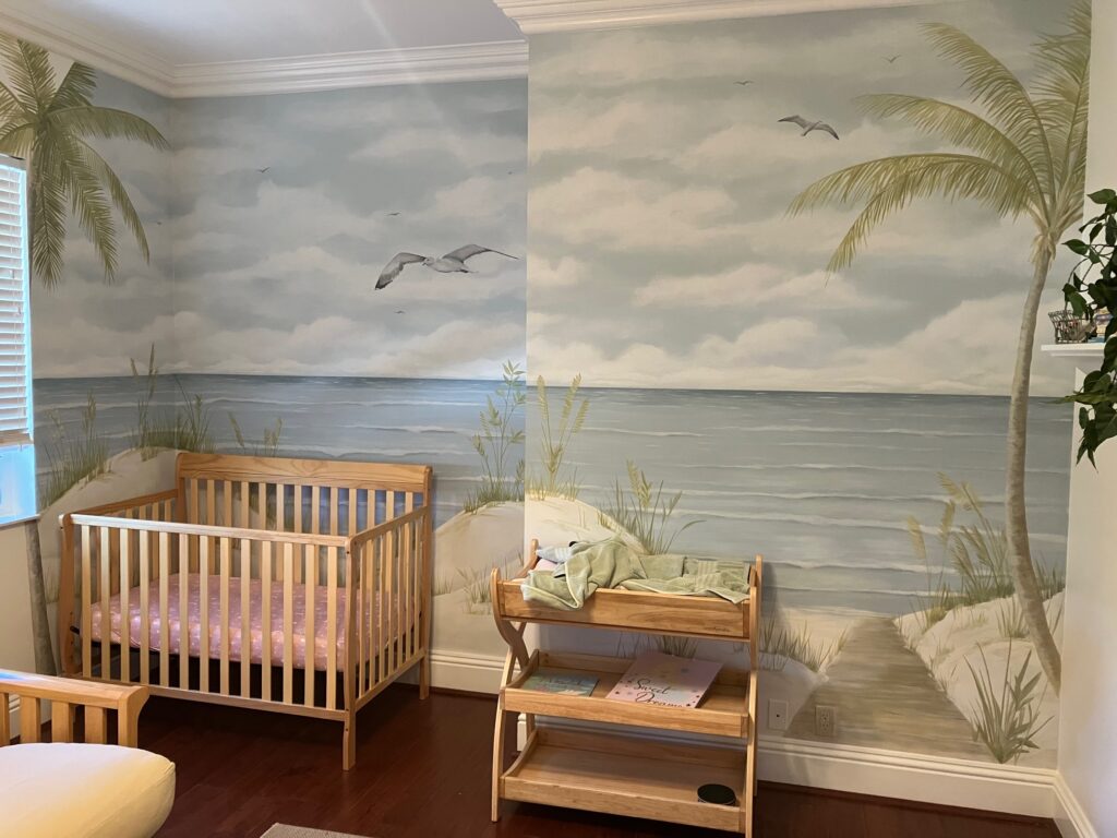 Hand painted Florida Ocean Scene for Nursery